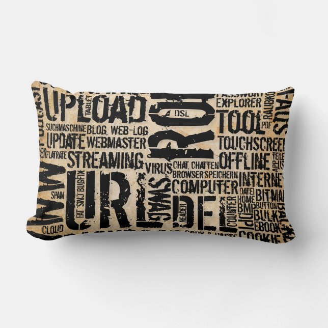 Computer Dictionary - vintage Lumbar Pillow (Front)