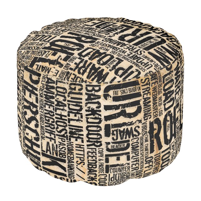 Computer Dictionary - vintage Pouf (Angled Front)