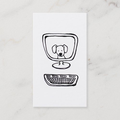 Computer Dog - fun fresh ink drawing new art Business Card