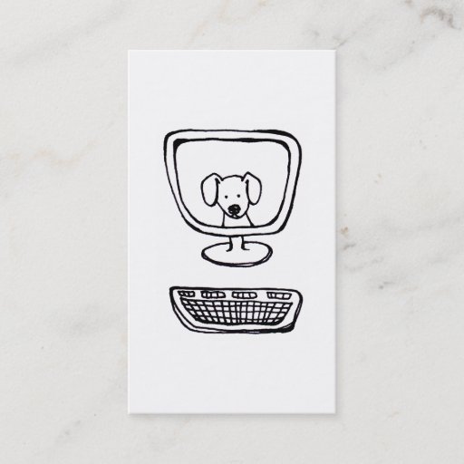 Customizable Computer Dog - fun fresh ink drawing new art Business Card