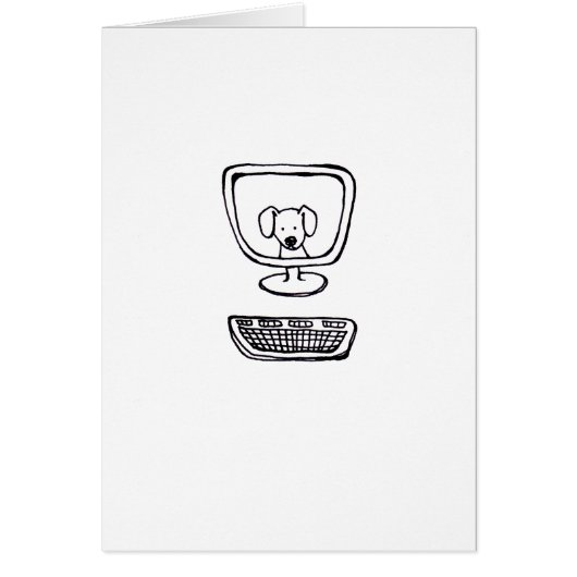 Computer Dog - fun fresh ink drawing new art Cards (Front)