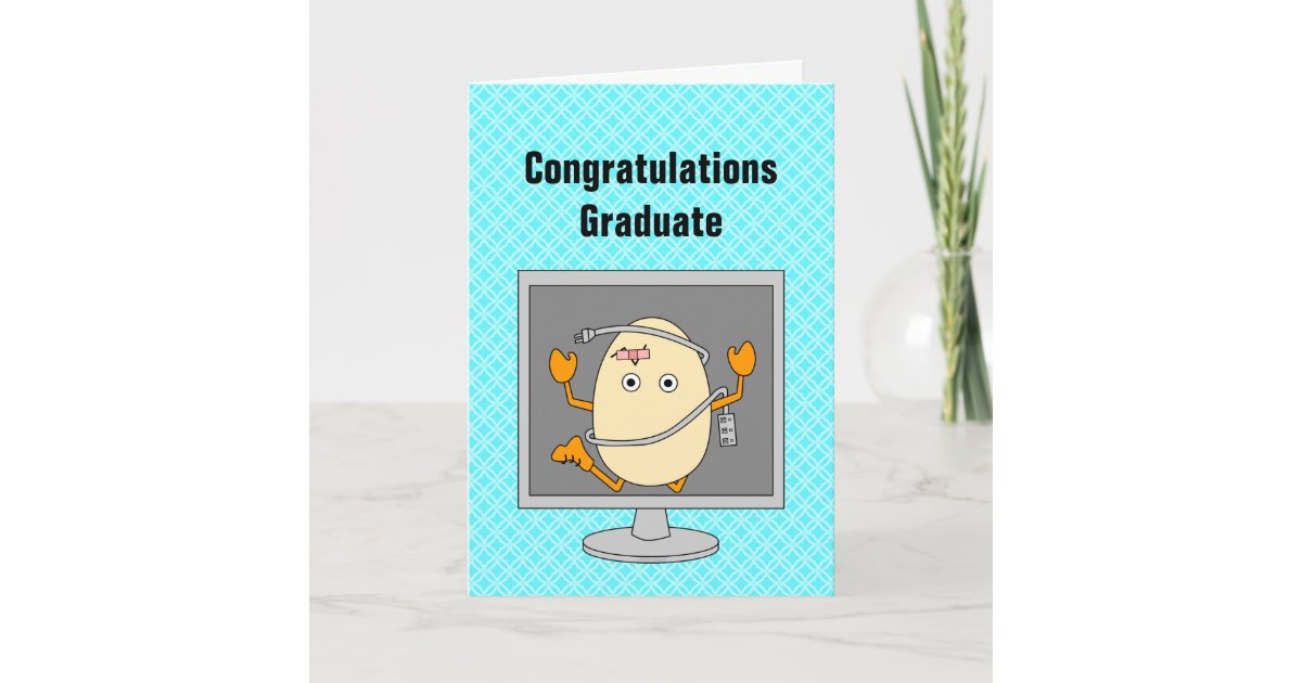 Computer Egghead Graduation Card | Zazzle