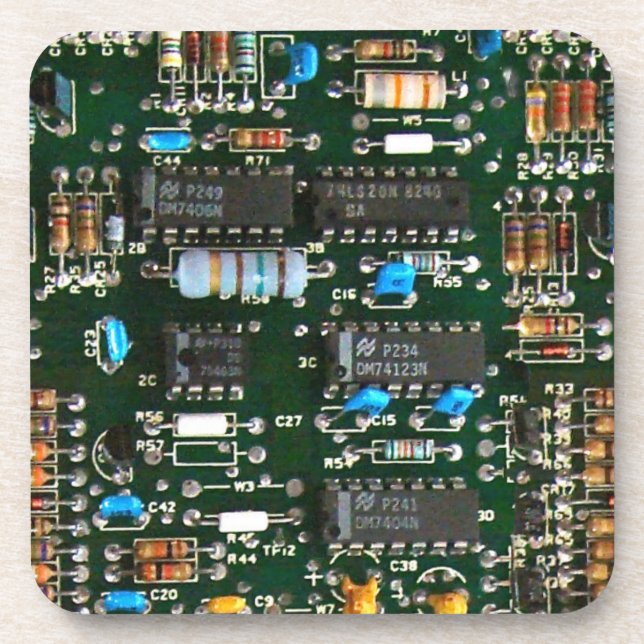 Computer Electronics Printed Circuit Board Image Beverage Coaster (Front)