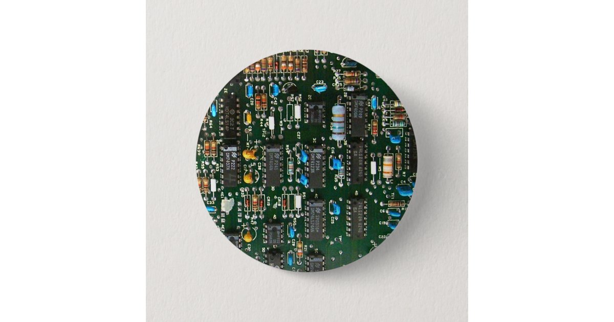 Computer Electronics Buttons Computer Electronics Printed Circuit Board Image Button | Zazzle