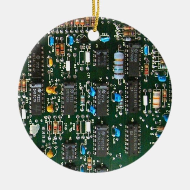 Computer Electronics Printed Circuit Board Image Ceramic Ornament (Front)