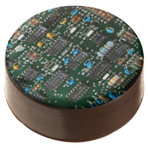 Computer Electronics Printed Circuit Board Image Chocolate Dipped Oreo