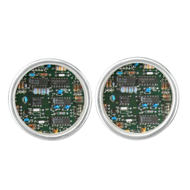 Computer Electronics Printed Circuit Board Image Cufflinks (Front)