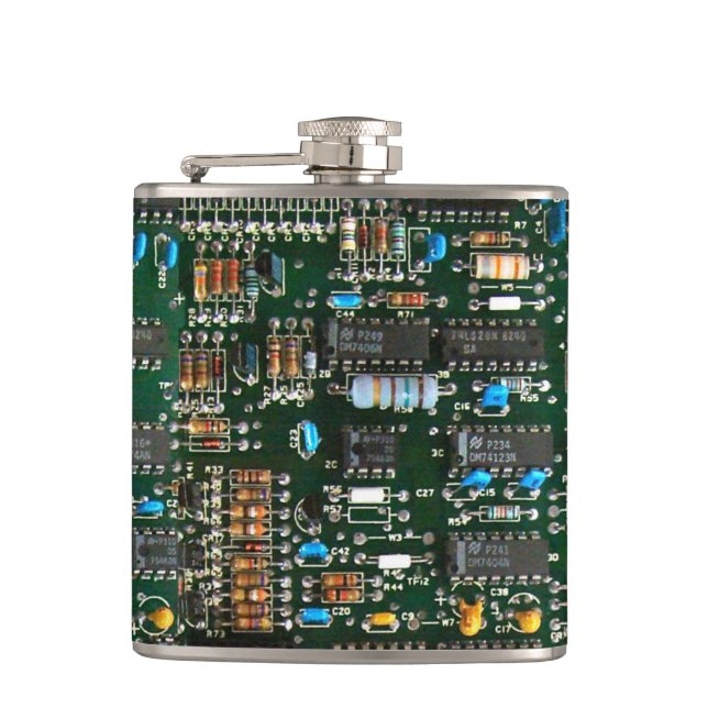 Computer Electronics Printed Circuit Board Image Flask (Front)