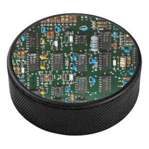 Computer Electronics Printed Circuit Board Image Hockey Puck