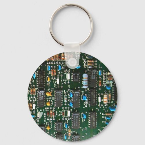 Computer Electronics Printed Circuit Board Image Keychain