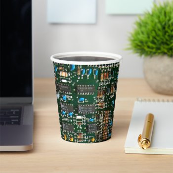 Computer Electronics Printed Circuit Board Image Paper Cups by GigaPacket at Zazzle