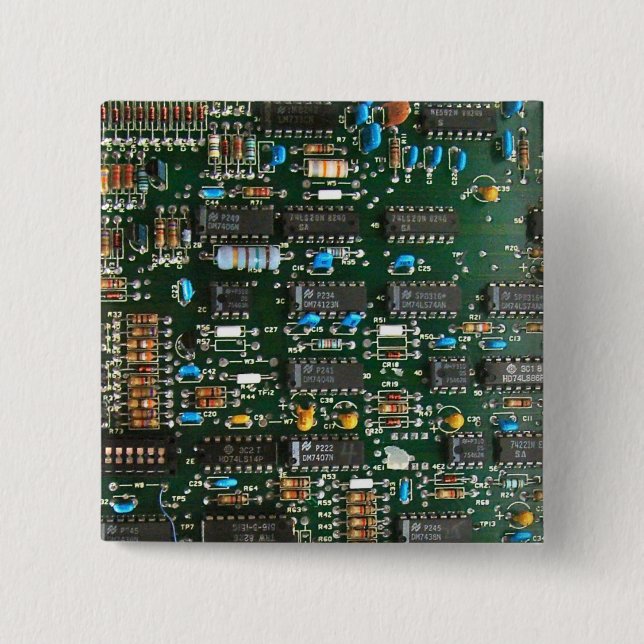 Computer Electronics Printed Circuit Board Image Pinback Button (Front)