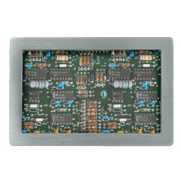 Computer Electronics Printed Circuit Board Image Rectangular Belt Buckle (Front)