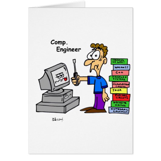 Computer Engineer Cartoon Cards (Front)