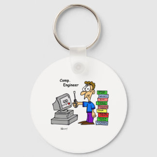 Computer Engineer Cartoon Keychain