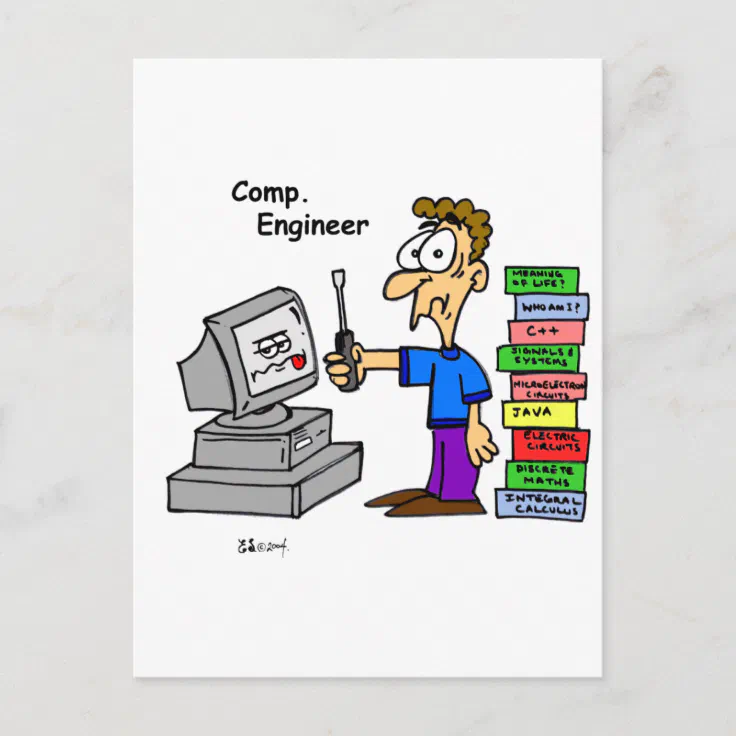 Computer Engineer Cartoon Postcard | Zazzle