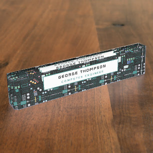 Computer Engineer Circuit Board Pattern Office Desk Name Plate