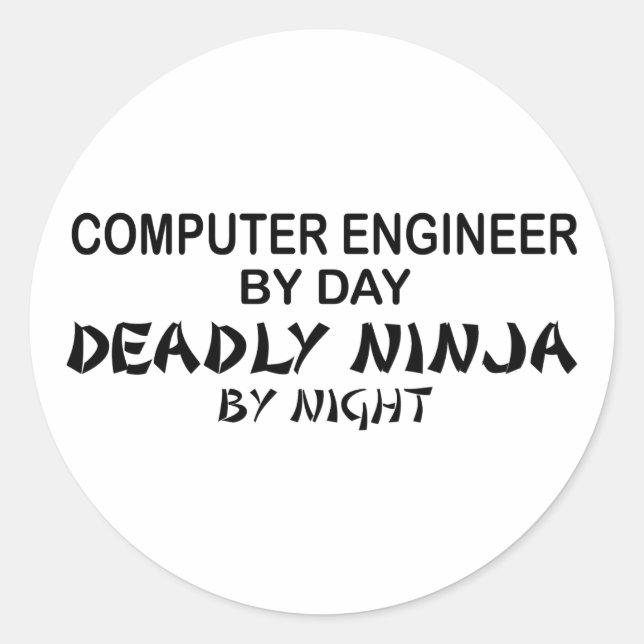 Computer Engineer Deadly Ninja Classic Round Sticker (Front)