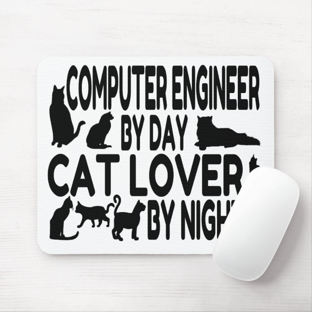 Computer Engineer Loves Cats Mouse Pad (With Mouse)