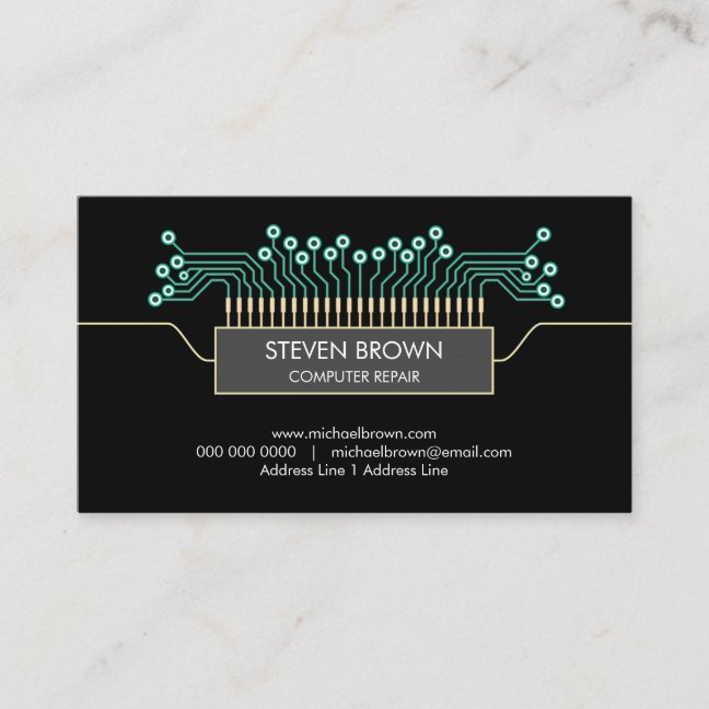 Computer engineer Science Circuit Board Code Business Card