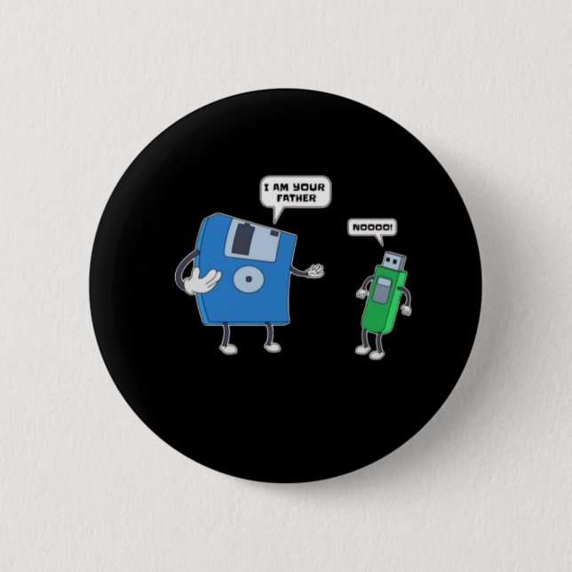 Computer Engineering Father & Son Floppy Disk Gift Button (Front)