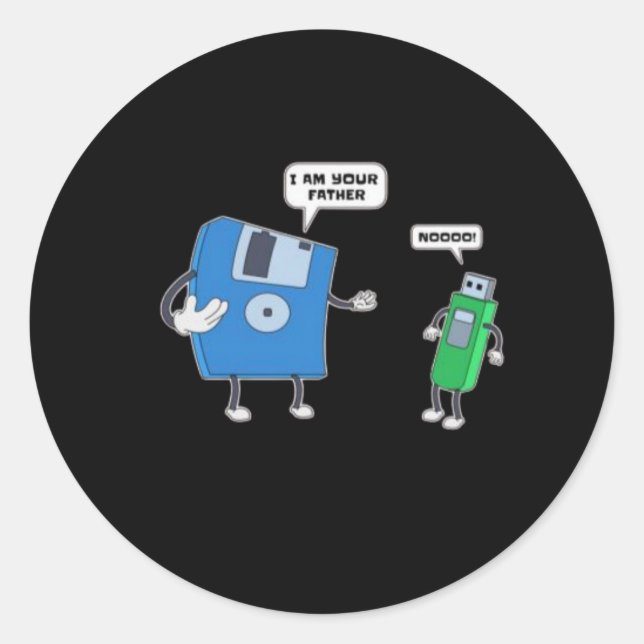 Computer Engineering Father & Son Floppy Disk Gift Classic Round Sticker (Front)