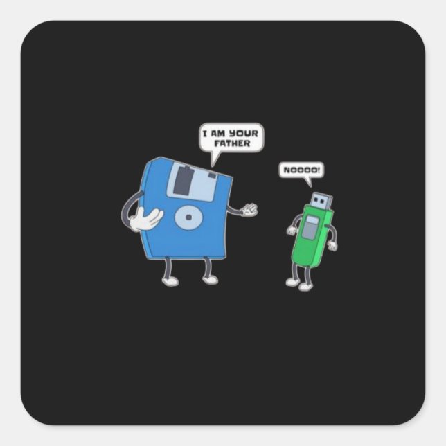 Computer Engineering Father & Son Floppy Disk Gift Square Sticker (Front)