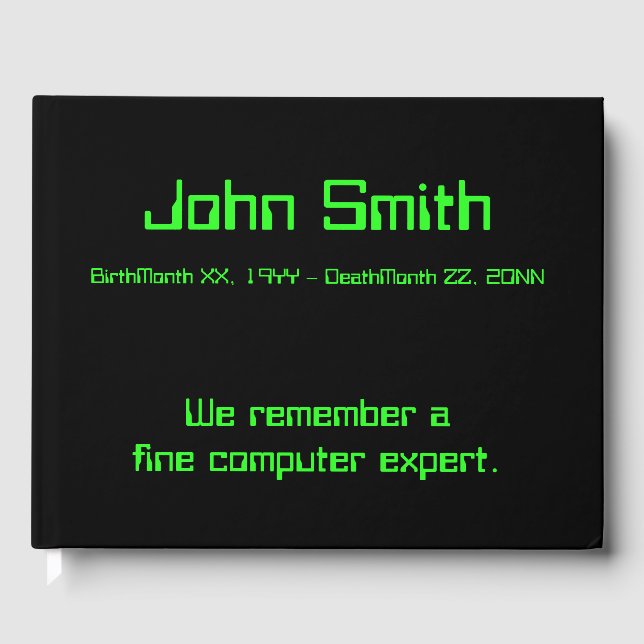Computer Expert Memories Guestbook (Front)