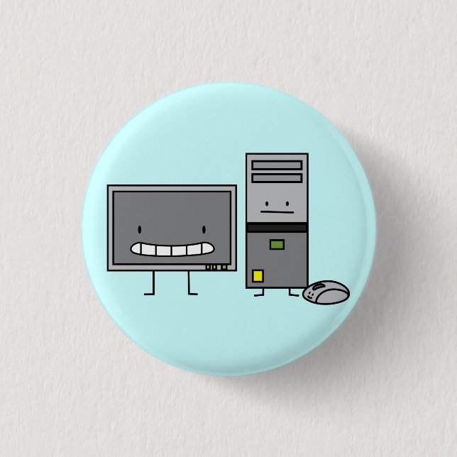 Computer Family IT Screen Mouse PC Tower Pinback Button (Front)