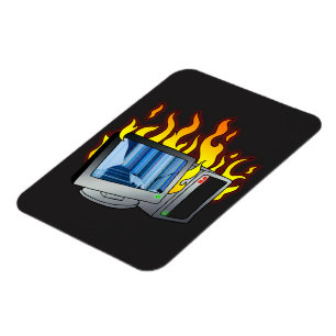 Computer Fire Flexible Photo Magnet