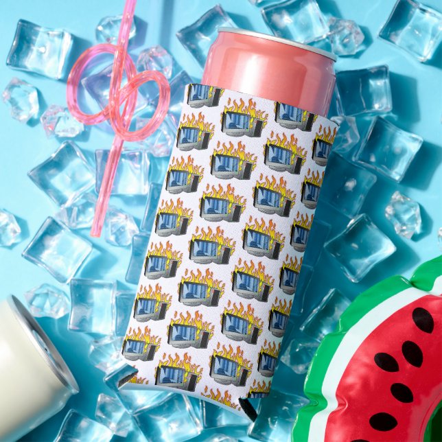 Computer Fire Foam Slim Seltzer Can Cooler (In Situ Summer)