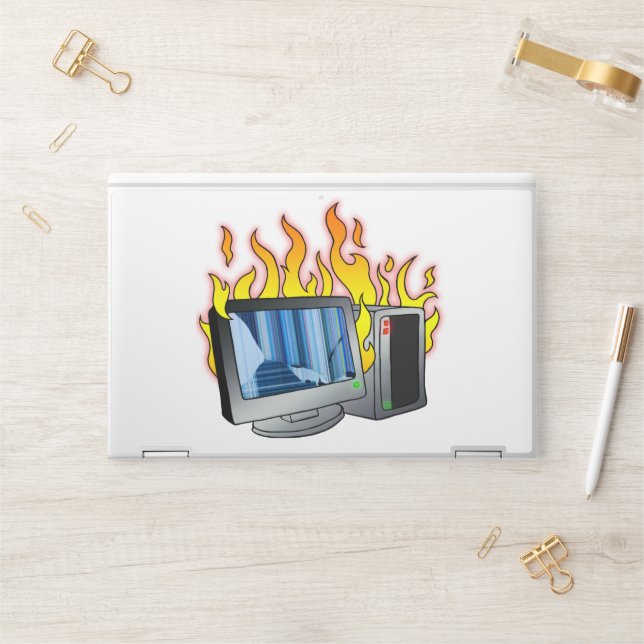 Computer Fire HP Laptop Skin (Desk)