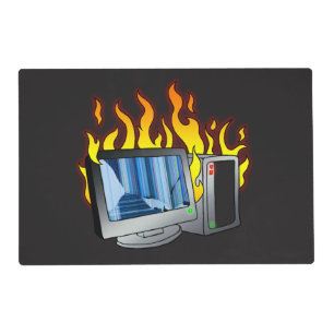 Computer Fire Laminated Placemat