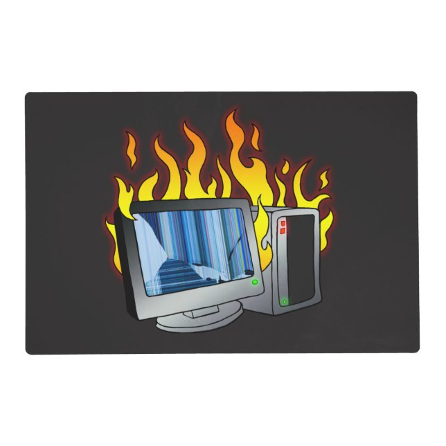 Computer Fire Laminated Placemat (Front)