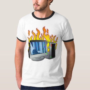 Computer Fire Men's Basic Ringer T-Shirt