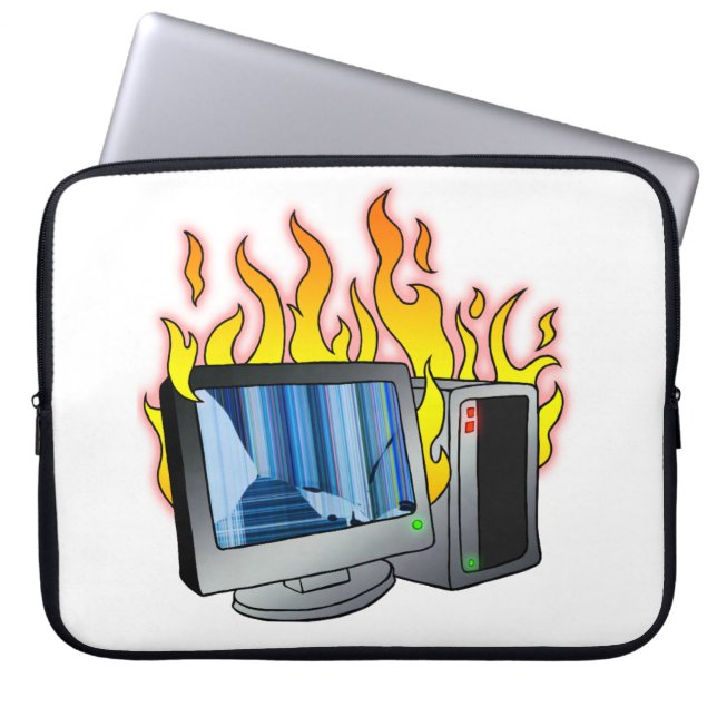 Computer Fire Neoprene Laptop Sleeve (Front)