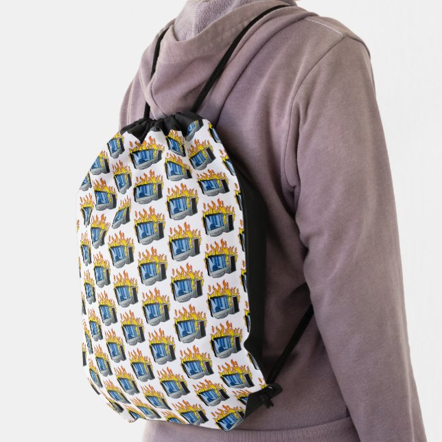 Computer Fire Zazzle Drawstring Backpack (Insitu)