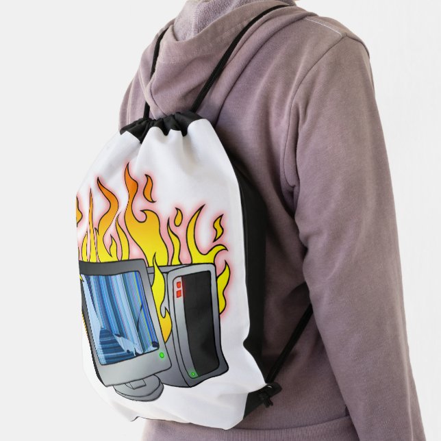 Computer Fire Zazzle Drawstring Backpack (Insitu)