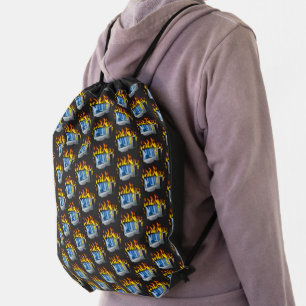 Computer Fire Zazzle Drawstring Backpack