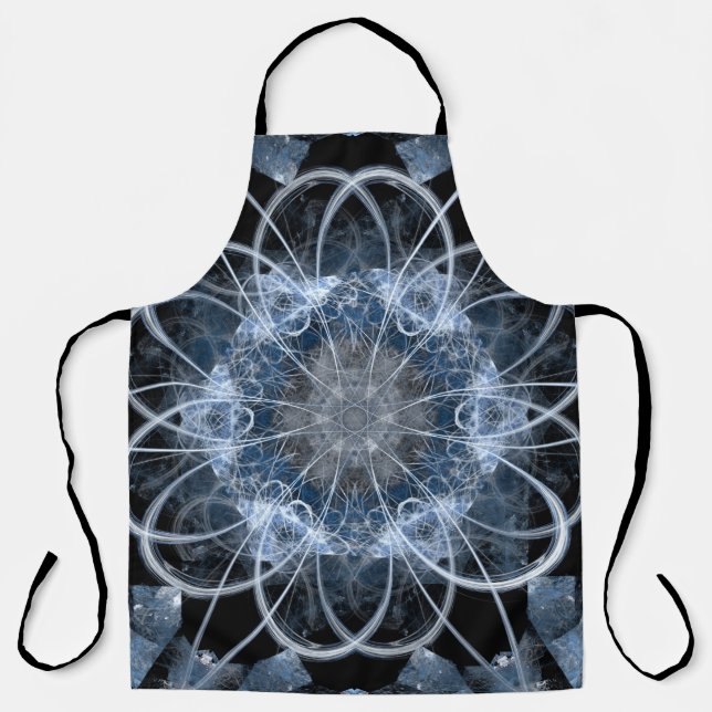 Computer fractal illustration of gray blue winter  apron (Front)