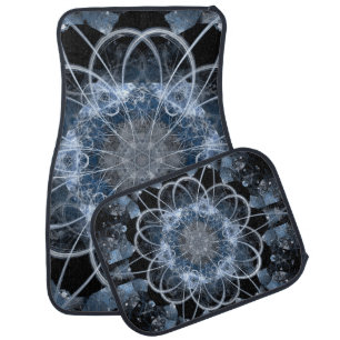 Computer fractal illustration of gray blue winter car floor mat