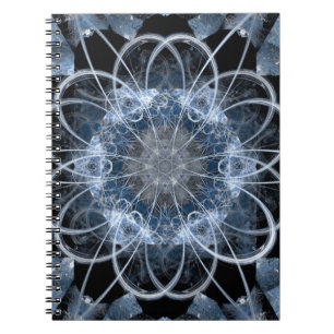 Computer fractal illustration of gray blue winter notebook