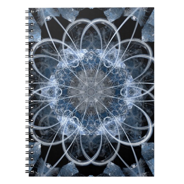 Computer fractal illustration of gray blue winter  notebook (Front)