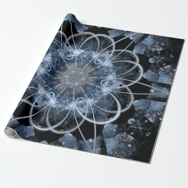 Computer fractal illustration of gray blue winter  wrapping paper (Unrolled)