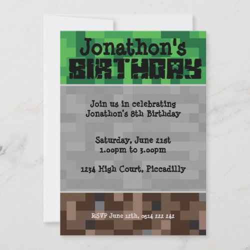 Computer game theme party invitation