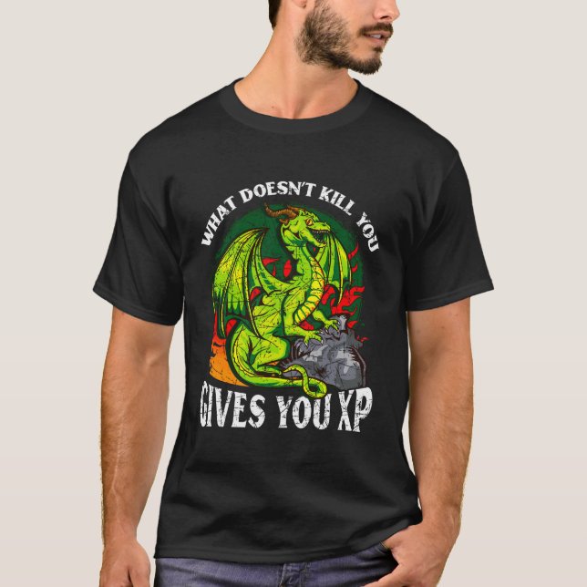 Computer Gaming Dragon Gamer Xp Quote Rpg Player G T-Shirt (Front)