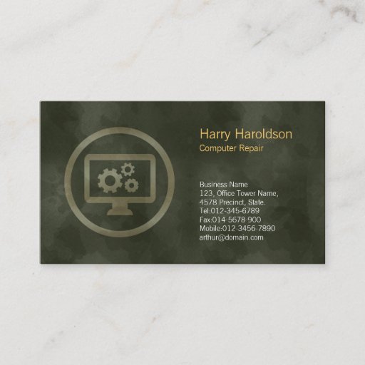 Customizable Computer Gears Icon Computer Repair Business Card
