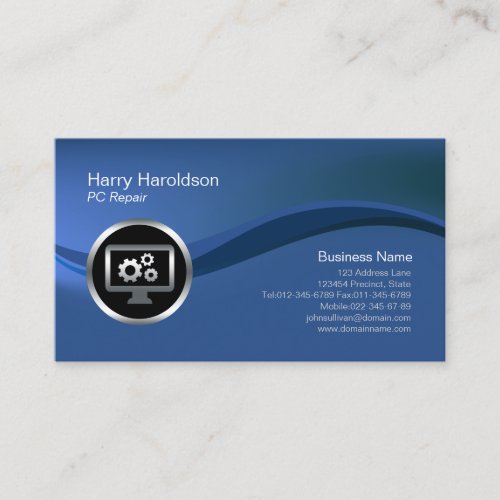 Computer Gears Icon PC Repair Business Card