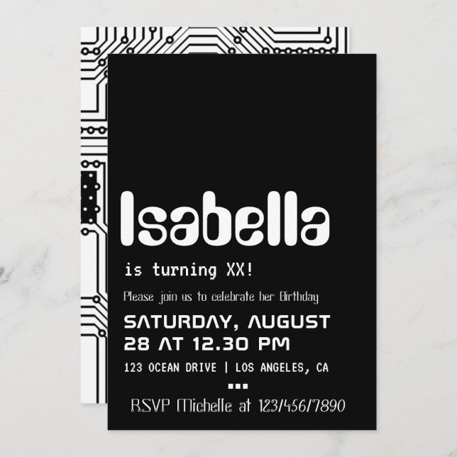 Computer Geek Birthday Party Invitation (Front/Back)