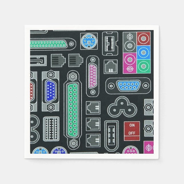 Computer Geek Black Input Pattern Napkins (Front)